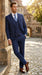 Men’s Teal Indigo Bright Blue Cobalt Pinstripe 3 Piece Suit, Formal Wedding Business Dress Suit