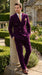 Men’s Rossi Man Zeus Purple Velvet Double Breasted Tuxedo Suit, Formal Wedding Prom Dinner Suit Set