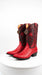 Men's King Exotic Ostrich Leg 3x Toe Handcrafted Boots in Red
