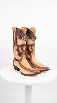 Men’s King Exotic Genuine Sharkskin Boots 3X Toe, Burnished Oryx Western Cowboy Boots 495V20911
