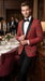 Men’s Red Tartan Plaid Tuxedo Jacket with Black Shawl Lapel, Holiday Christmas Wedding Prom Blazer