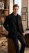 Men’s Black Big and Tall Wool Peacoat with Three Button Double Breasted Closure
