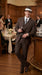 Men’s Brown Pinstripe Zoot Suit with 3 Button Jacket, Vest and Wide Leg Pants, 1920s Gangster Suit