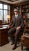 Men’s Brown Pinstripe Zoot Suit with 3 Button Jacket, Vest and Wide Leg Pants, 1920s Gangster Suit