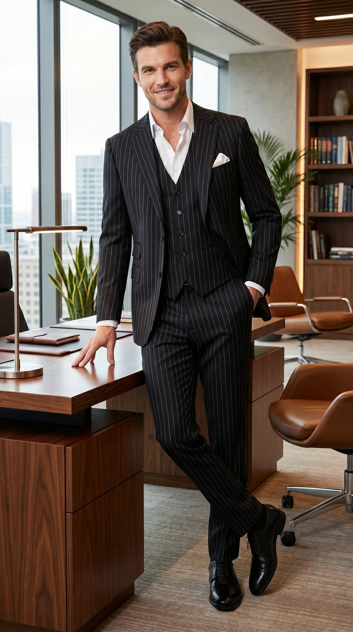 Men’s Black Scarface Inspired Suit with Classic Jacket and Pants, Formal Movie Style Dress Suit