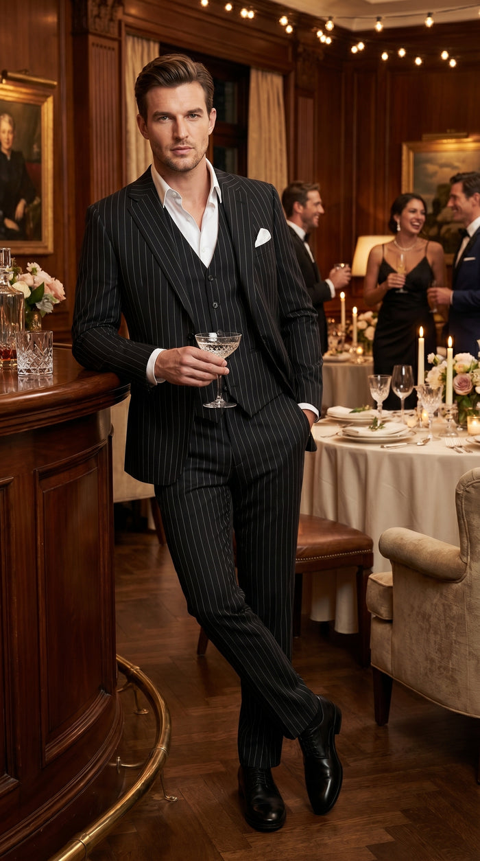 Men’s Black Scarface Inspired Suit with Classic Jacket and Pants, Formal Movie Style Dress Suit