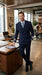 Men’s Dark Navy Blue Double Breasted 6 Button Suit, Classic Formal Wedding Business Suit