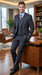 Men’s Charcoal Grey 2 Button Vested Business Suit, Formal Wedding Dress Suit