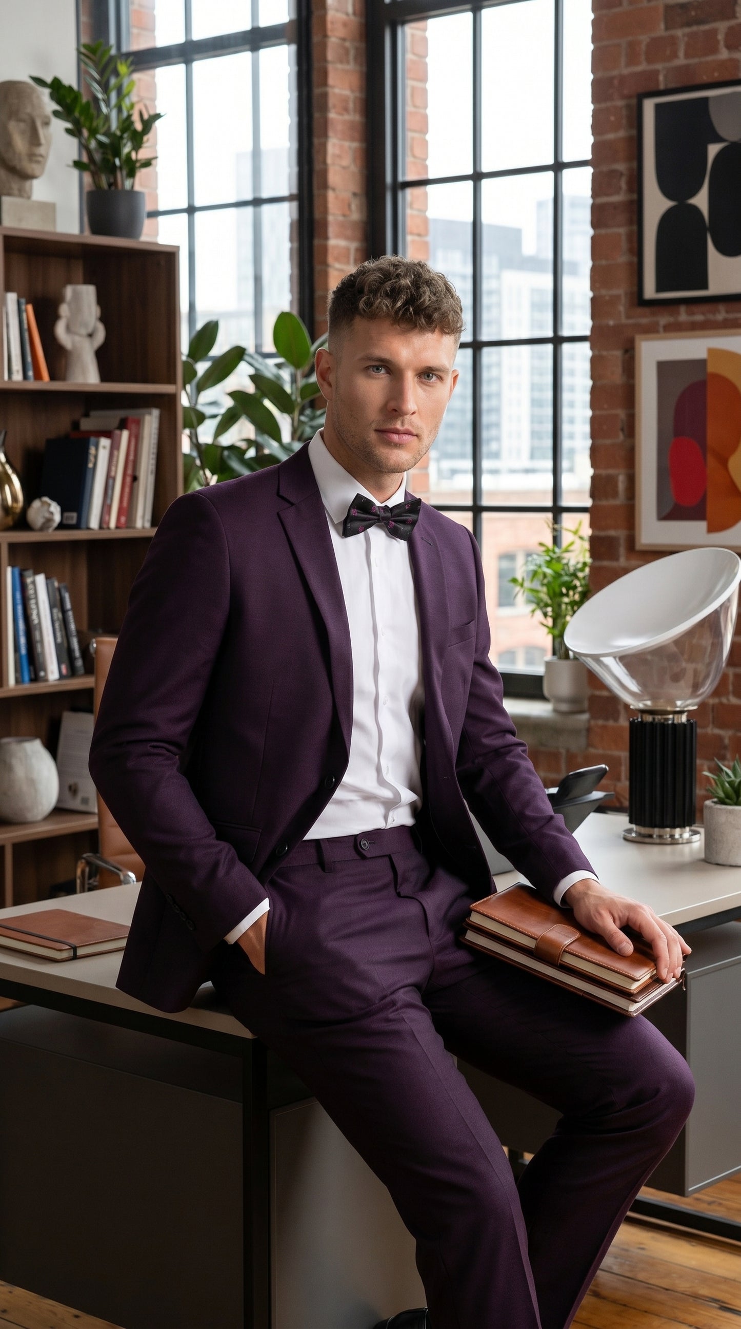 Men’s Plum Eggplant Dark Purple 2 Piece Suit, Formal Wedding Prom Dress Suit