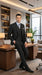 Men’s Black Windowpane Plaid 3 Piece Suit, 1920s Inspired Formal Dress Suit