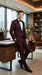 Men’s Maroon Slim Fit Tuxedo with Black Satin Lapel, Burgundy Wine Formal Prom Suit