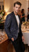Men’s Navy Black Glitter Floral Tuxedo Dinner Jacket with Satin Lapel, Sequin Formal Blazer