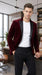 Men’s Burgundy Velvet Tuxedo Blazer with Black Satin Lapel, Crushed Velour Formal Sport Coat