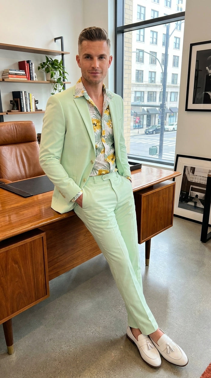 Men’s Mint Green Suit, Sage Green Summer Wedding and Prom Dress Suit