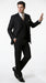 Men’s Black Three Button Poplin Suit with Classic Jacket and Pleated Pants, Formal Dress Suit