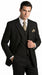 Men’s Black Three Button Poplin Suit with Classic Jacket and Pleated Pants, Formal Dress Suit