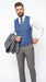 Men’s Blue and Gold Windowpane Plaid 3 Piece Wool Suit with Double Breasted Vest