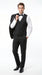Men’s Black 2 Button Classic Vested Wedding Tuxedo with Satin Lapel and Matching Pants