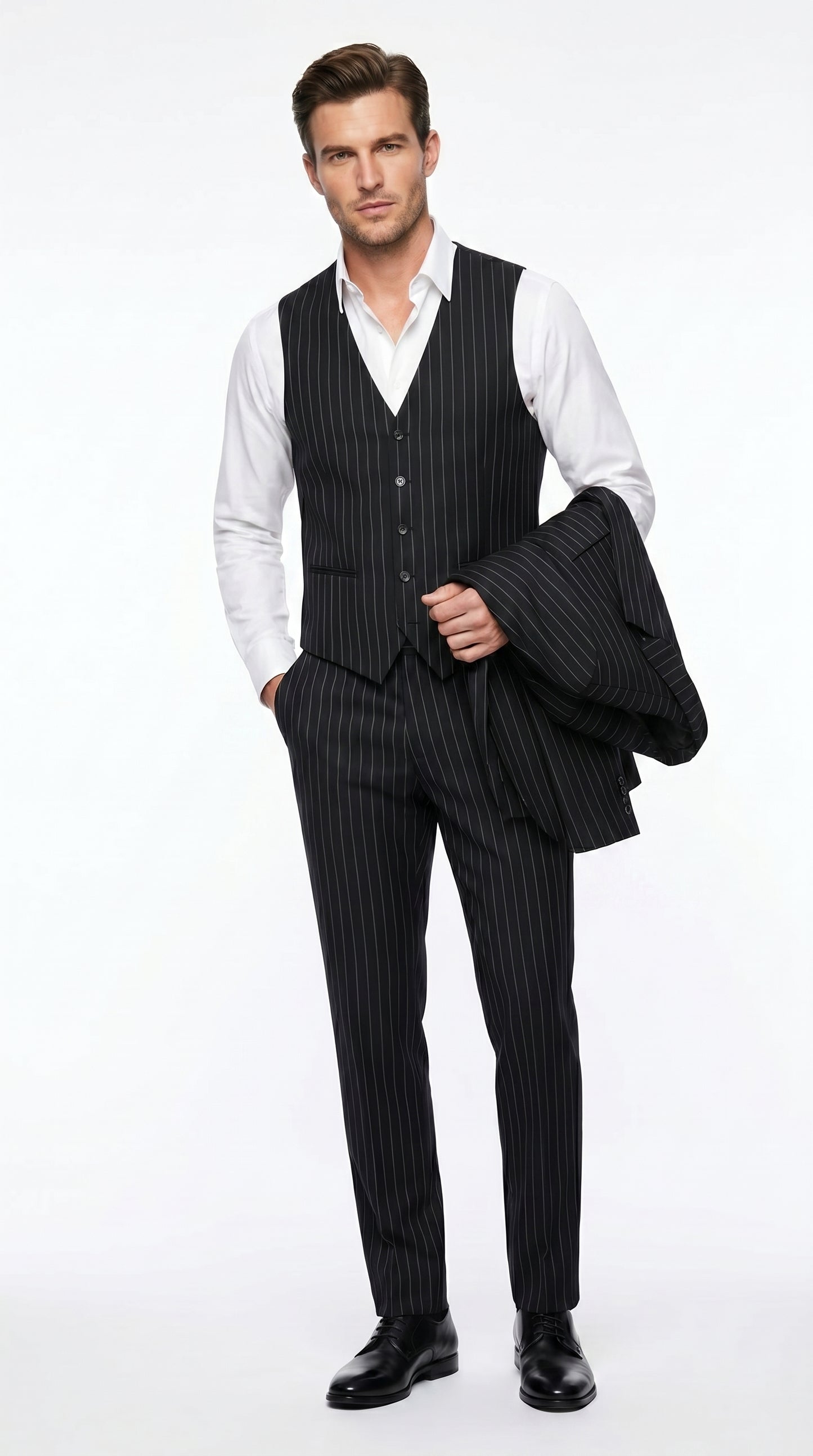 Men’s Black Scarface Inspired Suit with Classic Jacket and Pants, Formal Movie Style Dress Suit