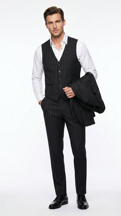 Men’s Black Scarface Inspired Suit with Classic Jacket and Pants, Formal Movie Style Dress Suit