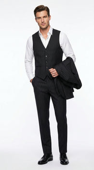Men’s Black Scarface Inspired Suit with Classic Jacket and Pants, Formal Movie Style Dress Suit