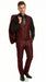 Men’s Burgundy Wine Maroon Sharkskin Vested Suit with Jacket, Vest and Pants