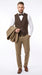 Men’s Great Gatsby Tobey Maguire Inspired Tan Suit with Brown Vest, 1920s Costume Outfit
