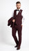 Men’s Burgundy Regular Fit Suit with Vest, Formal Wedding Prom Dress Suit