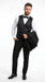 Men’s Black Modern 1 Button Tuxedo Suit with Satin Trim Peak Lapel and Wide Lapel Design