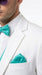 White and Turquoise Tuxedo Wedding Suit - White Dinner Jacket + Vest + Pants + Bow-tie
