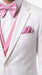 Men’s White and Light Pink Tuxedo Wedding Suit with Dinner Jacket, Vest, Pants and Bow Tie