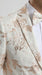 Men’s Gold and White Prom Suit with Floral Pattern Jacket, Matching Pants and Bow Tie