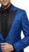 Men’s Royal Blue Indigo Paisley Prom Tuxedo Suit with Floral Jacket, Vest and Pants