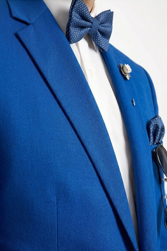 Men’s Royal Blue 2 Button Blazer with Notch Lapel, Wholesale Dress Casual Sport Coat