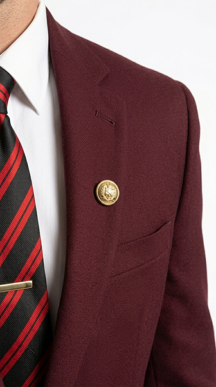 Men’s Burgundy Maroon Wine 2 Button Blazer, Classic Business Casual Wedding Sport Coat Jacket