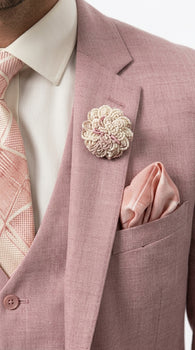 Men’s Mauve Rose Gold Light Pink 3 Piece Wedding Suit, Formal Vested Groom Prom Suit Set