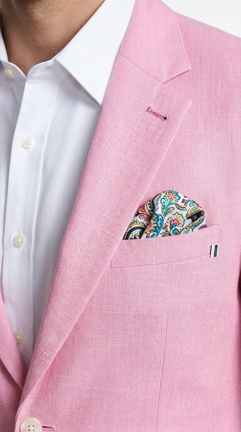 Men’s Pink Lightweight Easter Suit, Jacket and Pants Summer Wedding Prom Dress Suit Set