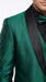 Men’s Emerald Green 3 Piece Tuxedo with Black Satin Shawl Lapel and Matching Vest