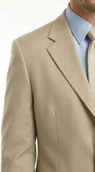 Men’s Khaki Light Tan Dress Suit with Jacket and Pants, Classic Fit Groomsmen Wedding Suit