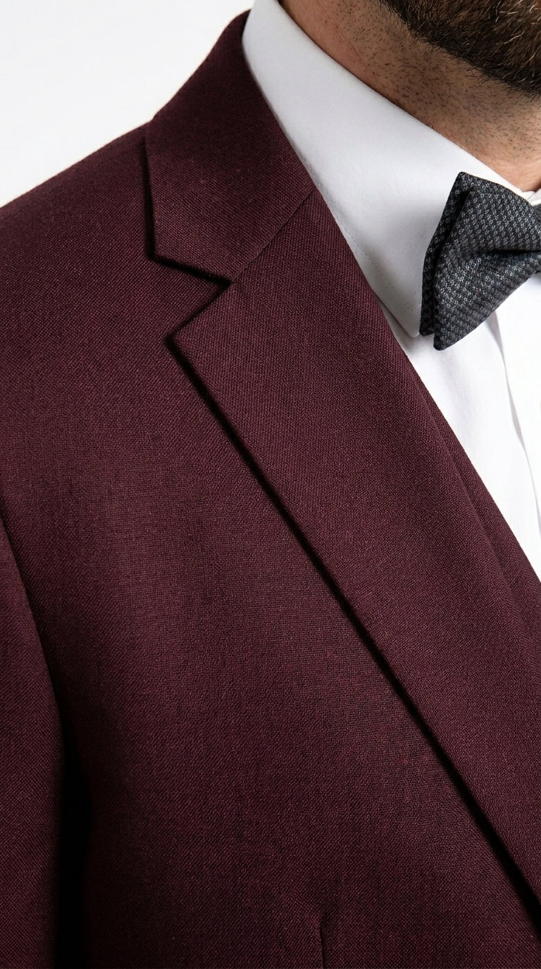 Men’s Burgundy Regular Fit Suit with Vest, Formal Wedding Prom Dress Suit Modern Fit