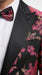 Men’s Fuchsia Pink and Black Floral Paisley Prom Tuxedo Suit, Shawl Lapel Wedding Party Formal Wear