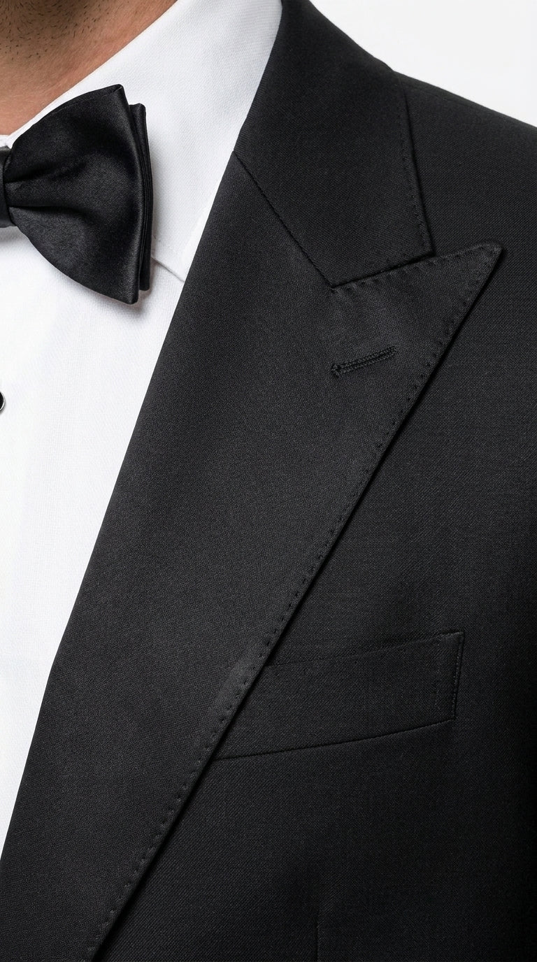 Tiglio Men’s Black Peak Lapel 2-Piece Suit – Classic Wedding, Business and Formal Suit
