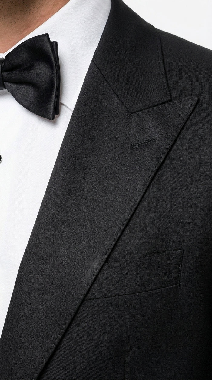 Tiglio Men’s Black Peak Lapel 2-Piece Suit – Classic Wedding, Business and Formal Suit
