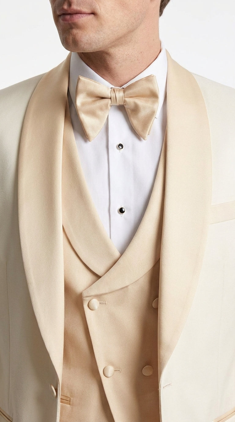 Men’s Champagne Cream Ivory Suit, Off White Formal Wedding Groom Tuxedo Suit