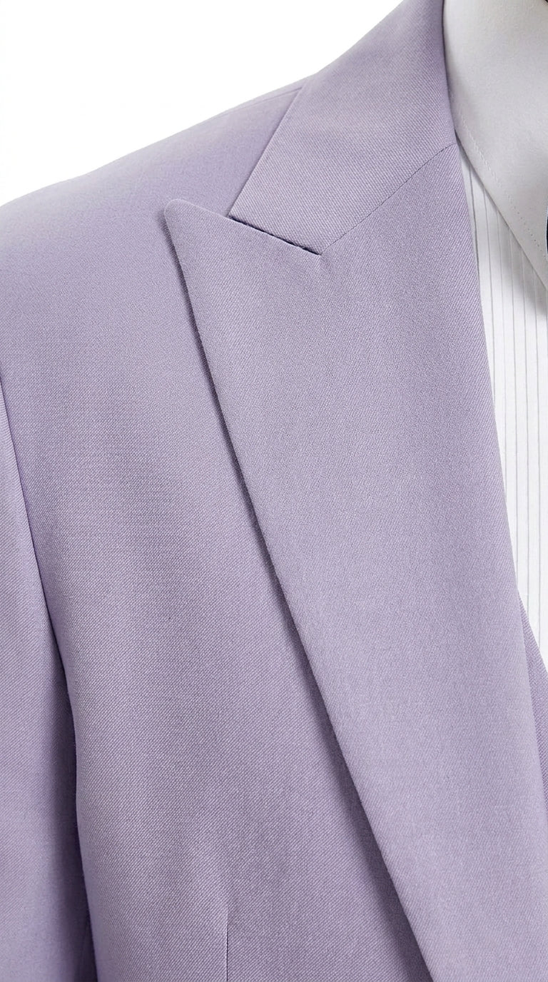 Men’s Lavender Modern Fit 3 Piece Suit, Two Button Vested Peak Lapel Graduation Wedding Prom Suit