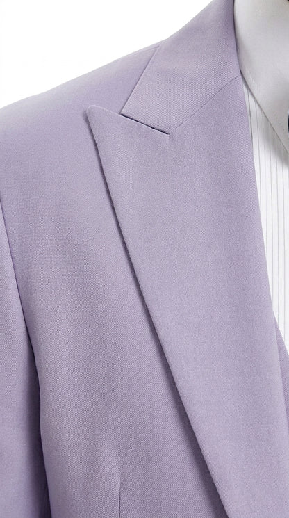 Men’s Lavender Modern Fit 3 Piece Suit, Two Button Vested Peak Lapel Graduation Wedding Prom Suit