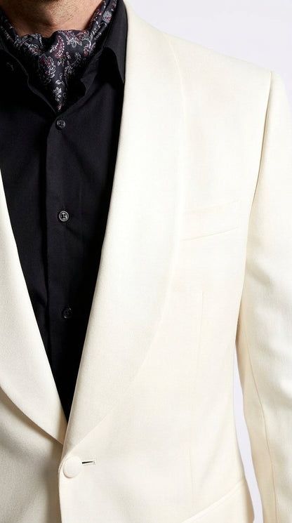 Men’s Champagne Ivory Shawl Collar Suit, 1 Button Cream Off White Dinner Jacket Tuxedo