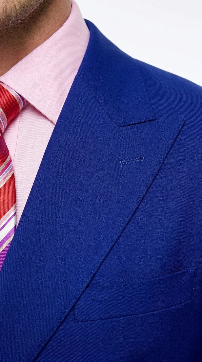 Men’s Royal Blue Double Breasted Blazer, High Quality Peak Lapel Formal Suit Jacket