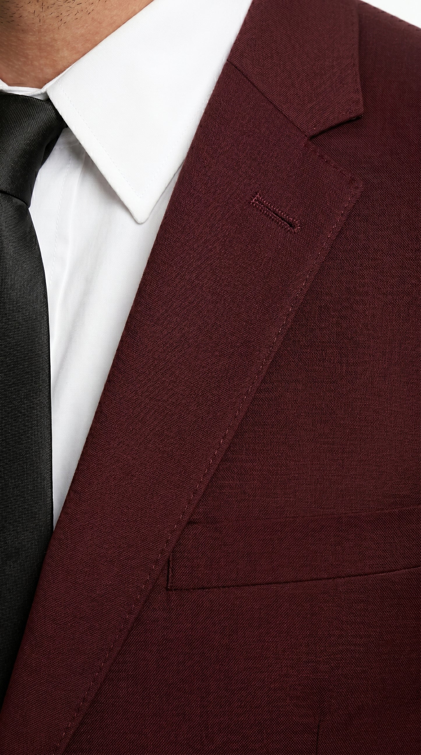 Men’s Burgundy Maroon Wine Suit with 2 Button Jacket and Matching Pants, Formal Wedding Dress Suit