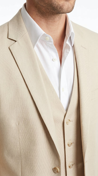 Men’s Champagne Wedding Suit with Vest, Summer Formal Groom and Beach Wedding Suit
